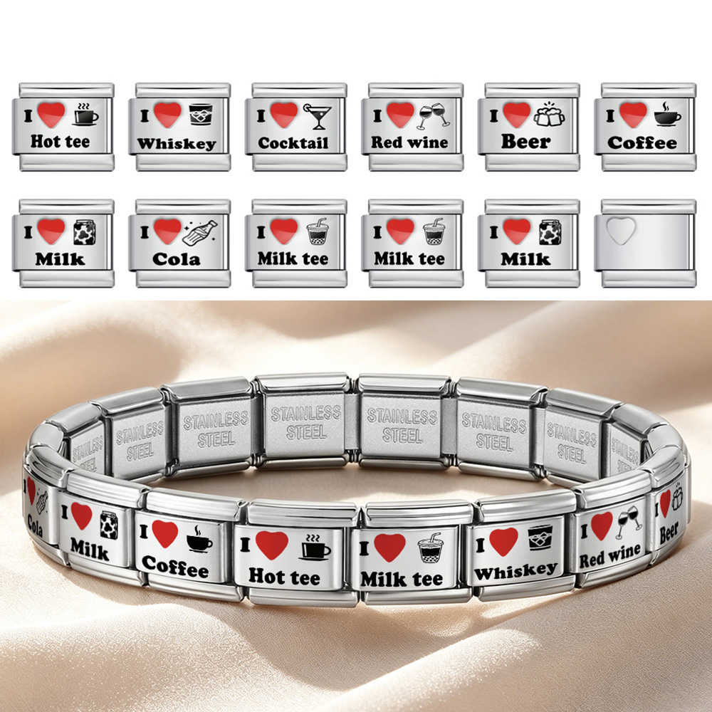 Wine Beer Red - Fashion Italian Charm Link I Love