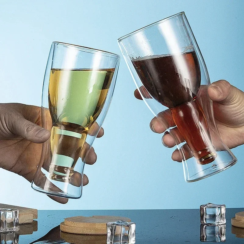 Wine Vodka Beer - Creative cocktail wineglass mug Double wall