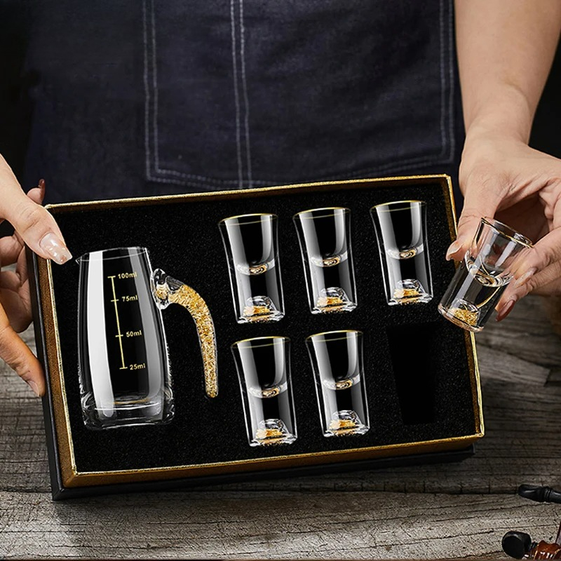 Wine Vodka Beer - 2/7pcs Crystal Glass Short Cup Gift