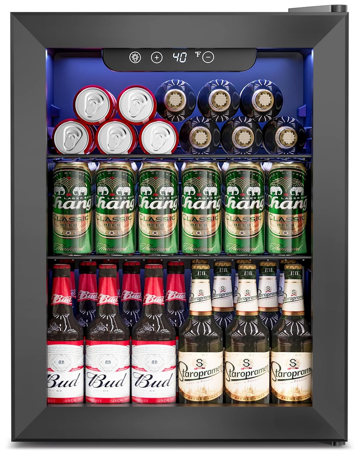 Wine Beer Cooler Fridge - 1.7 Cu.Ft Beverage Refrigerator Cooler -