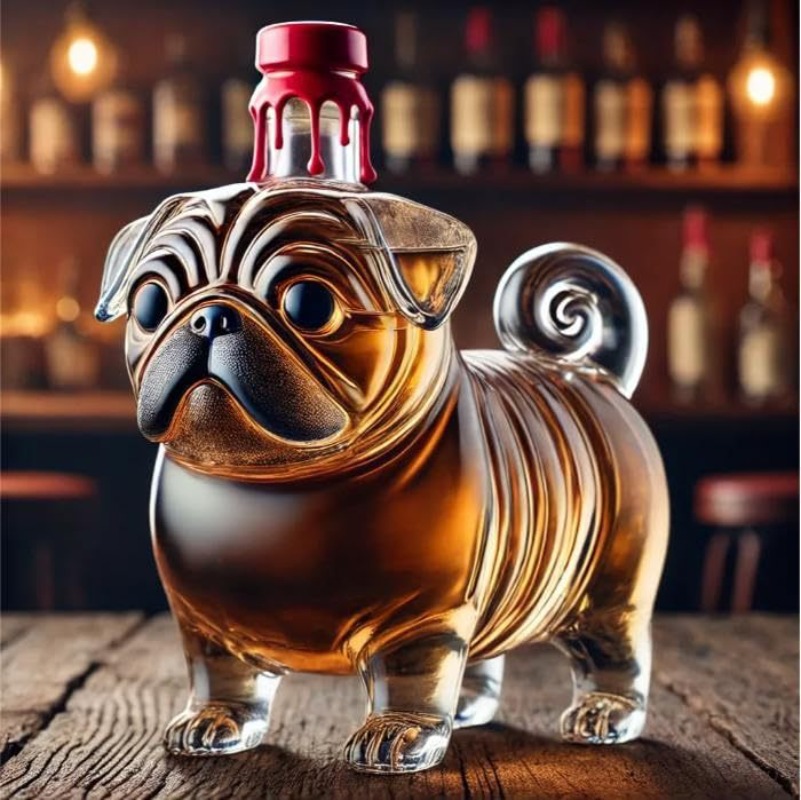 Wine Vodka Beer - Transparent Whiskey Hanger Pug Shaped Glass