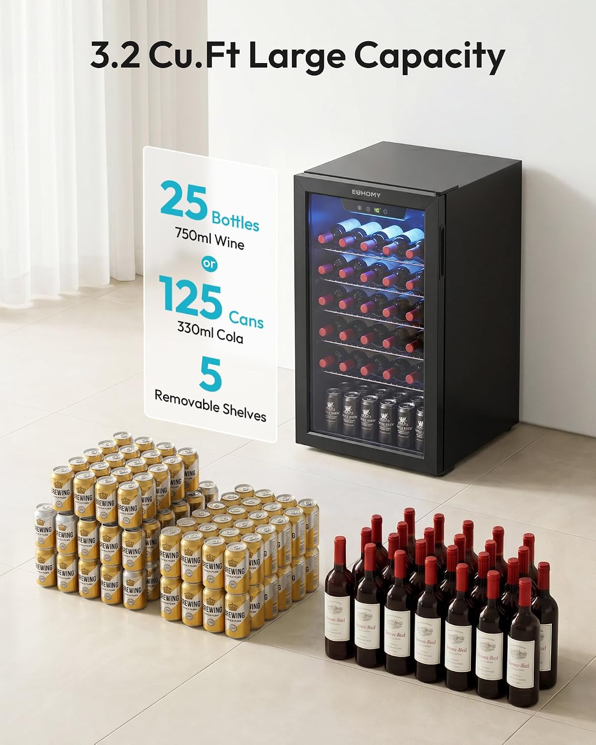 125 Can Beverage Cooler with G - Wine Beer Cooler Fridge ulasan dan harga
