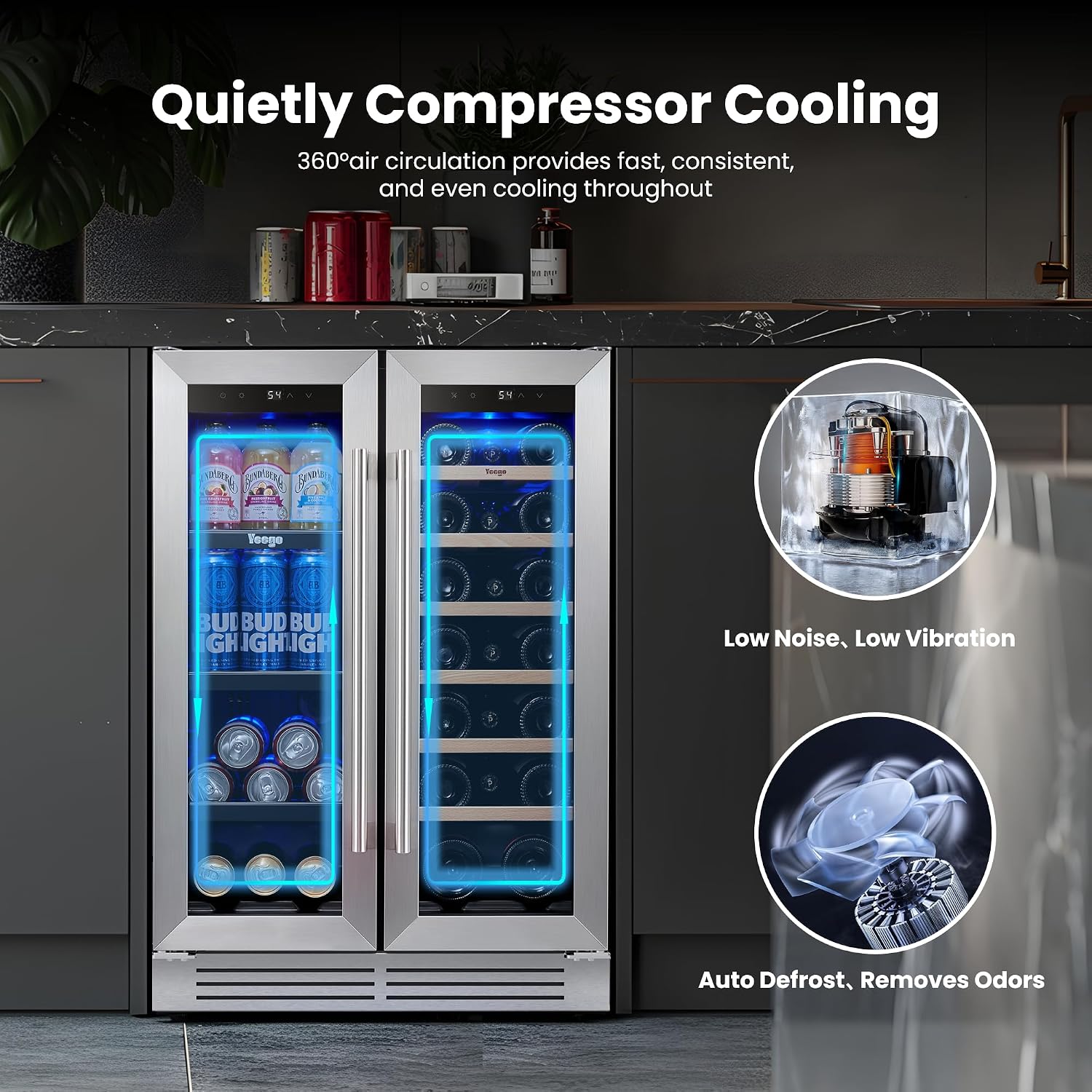 Yeego 24 Inch Wine and Beverag - Wine Beer Cooler Fridge ulasan dan harga