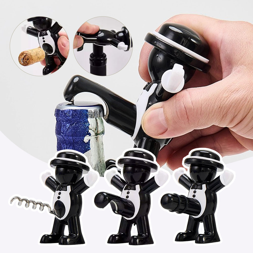 Black Cool Man Bottle Opener E - Wine Beer Red ulasan dan harga