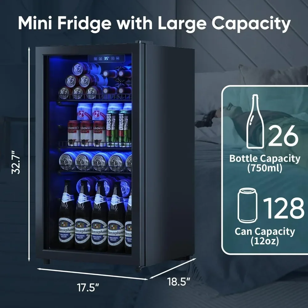 Mini Beverage Fridge with Glas - Wine Beer Cooler Fridge ulasan dan harga